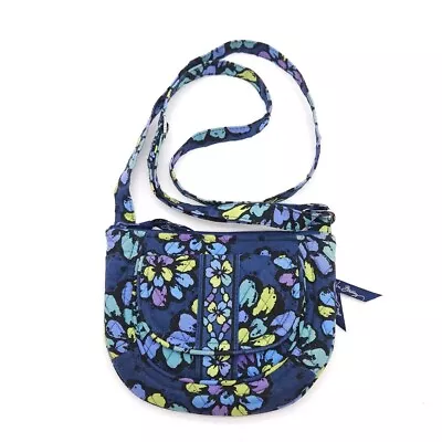 Vera Bradley Lizzy Blue Floral Crossbody Purse Quilted Shoulder Bag Small • $16.99
