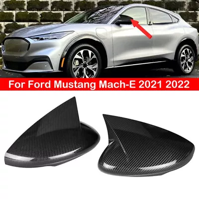 Carbon Fiber Rear Side Door Mirror Cover OX Horn For Ford Mustang Mach-E 2021~24 • $27.98