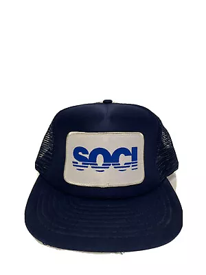 NEW Vintage SOCI Patch Navy Blue Snapback Trucker Hat • $19.99