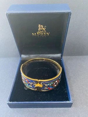 £500 • Buy Vintage Designer Gold And Enamel Hinged Bracelet Michaela Frey