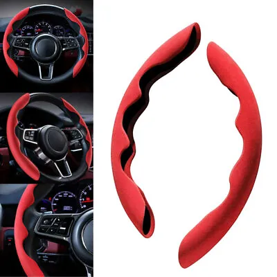 $13.48 • Buy 2x Car Parts Anti-Skid Plush Steering Wheel Cover Red Auto Interior Accessories