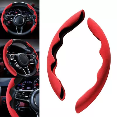 2x Car Parts Anti-Skid Plush Steering Wheel Cover Red Auto Interior Accessories • $13.48