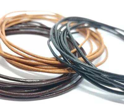 Leather Cord Real String Lace Thong Necklace 2mm Crafts Jewellery Making Round 2 • £1.99