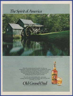 $12.95 • Buy Vintage 1985 OLD GRAND-DAD Kentucky Bourbon Whiskey Mabry Mill VA 80's Print Ad