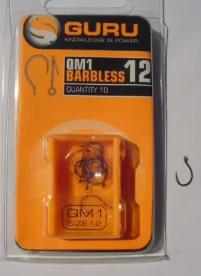 Guru Qm1 Hooks - Barbless Eyed Match Method Hooks Sizes 10 To 18 • £2.99