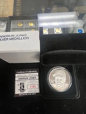 1992-98 Highland Mint 1oz Silver Coin Andruw Jones 1182/5000 MLB BASEBALL • $35.99