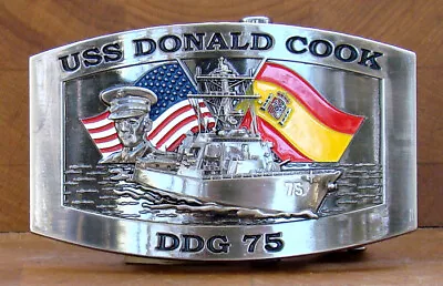 USS Donald Cook (DDG-75) Destroyer Crew Belt Buckle Antique Silver • $30