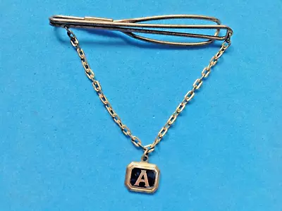 $9.99 • Buy Dull Gold Tone Dangling Letter  A  Tie Bar Clasp Chain, Vintage Piece