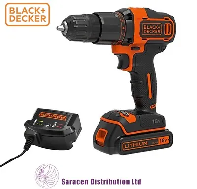 BLACK & DECKER 18v CORDLESS COMBI DRILL 1 X BATTERY & CHARGER - BCD700S1KQ-GB • £44.95