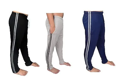 Mens Pajamas PJ Pants Loungewear Casual Bottoms Stripes Jersey Trousers S-XXL UK • £6.49