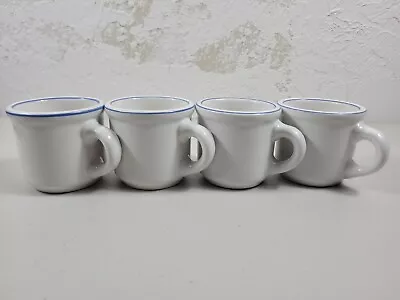 Trend Pacific Galaxy Stoneware Mugs Set Of 4 Vintage Blue Lines White Japan • $31.50