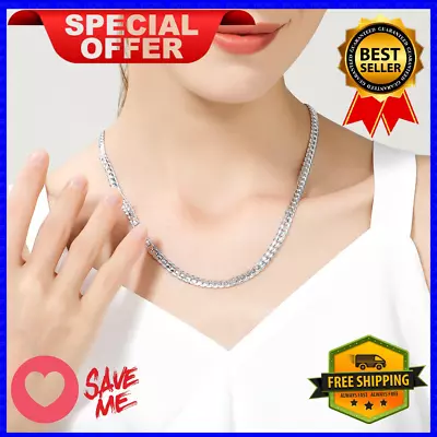 Vintage Thick Box Chain Necklace Solid 925 STERLING SILVER Jewelry Women Fashion • $6.99