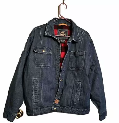 Walls Blanket Lined Denim Trucker Jacket - Red Flannel Lined Work Jacket Size XL • $24.50