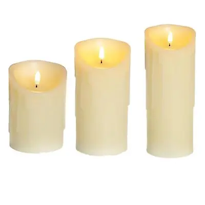 LED Pillar Flickering Candle Flameless Real Wax Melted Drip Edge Candles • £11.99