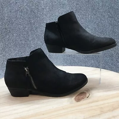 Maurices Boots Womens 10 Cleo Ankle Booties Heels 78927 Black Fabric Zipper • $14.29