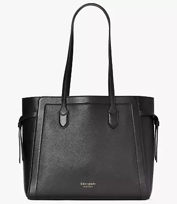 Kate Spade Knott Large Tote Black Leather Bag Purse PXR00451 NWT $298 Retail FS • $254.73