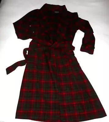 Vintage Pendleton Red Plaid Virgin Wool Robe Men's S Small Authentic • $35.99