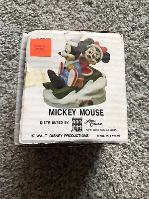 Vintage Disney Gift-Ware Mickey & Minnie Mouse Christmas Present Ceramic Figure • $21.44