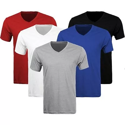 3-6 Pack Lots Men's Plain Slim Fit Plain V-Neck T-Shirts Muscle Tee Short Sleeve • $27.98