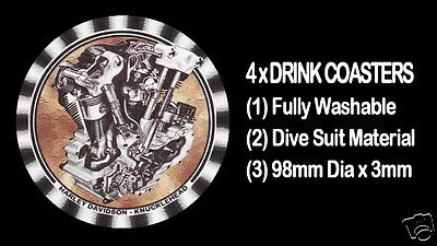 4  X    HARLEY DAVIDSON KNUCKLEHEAD ENGINE 1000cc - 1200cc  DRINK COASTERS - • $12.95