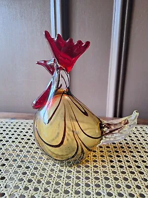 Vintage Hand Blown Dale Tiffany Glass Rooster Amberina Figurine • $7.50
