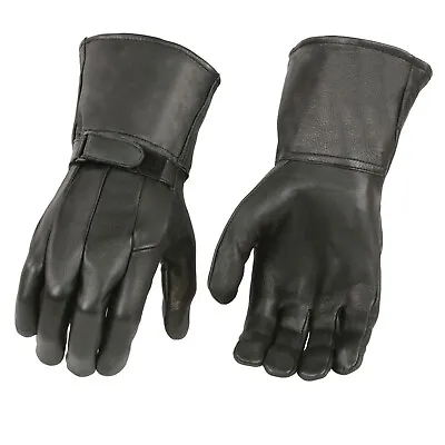 Milwaukee Leather SH864 Men's Black USA Deerskin Leather Unlined Gauntlet Glove • $36.99