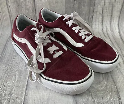 Men’s Shoes Burgundy Suede Vans Size 6 • £15.99