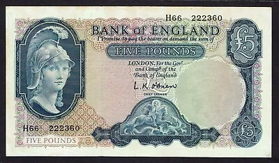 GB QEII - 1961 O'BRIEN B280 - £5 FIVE POUNDS LION & KEY BANKNOTE - 1st SERIES • £12.50