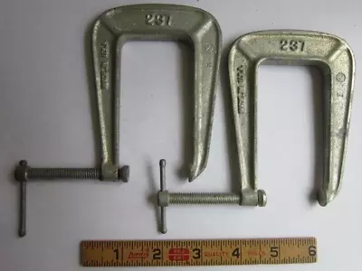 Vintage Pair Pony USA No. 237 C Clamps 1-3/8  Cap. 3-1/2  Deep Throat 2 Piece • $24.97