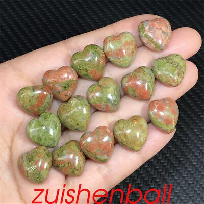 2x Natural Unakite Mini Hearts Quartz Crystal Carved Skull Palm Stone Reiki • $0.15