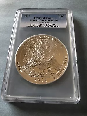 2012 US Mint 25C Hawaii Volcanoes ATB National Parks 5oz Silver Coin PCGS MS69PL • $810