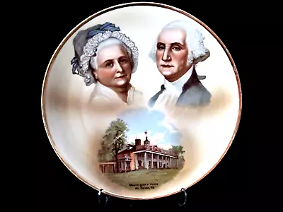 Vtg Mt Vernon With George & Martha Washington: 9 5/8  Souvenir Porcelain Plate • $22.99