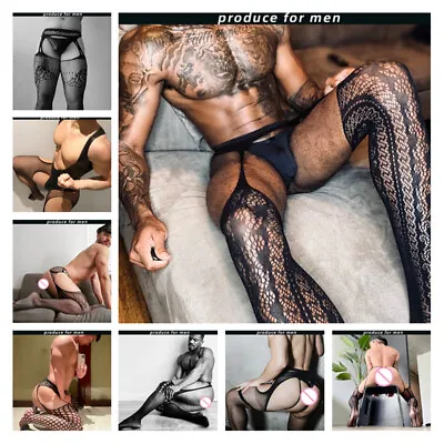 Mens Sexy Sheer Underwear Fishnet Tight Pants Crotchless Pantyhose Stockings ！ ν • £4.44