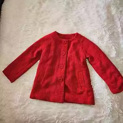 Catimini Designed In France Red Wool Blend Peacoat Size 5 Little Kid Warm • $27