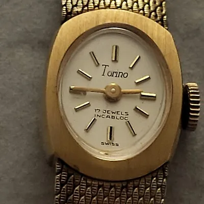 Torino Vintage Women's Watch 17 Jewels Incabloc Swiss 10K Gold RGP Needs Battery • $100