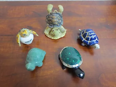 Lot Of 5 Vintage Small Figurines Turtles 2.5 -3  Green & Black Are Real Stone • $19.99