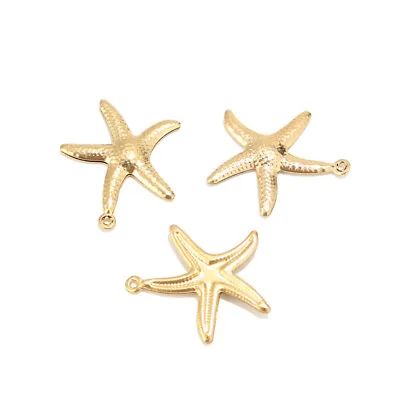 20pcs Gold Plated Stainless Steel Seastar Fish Charm Pendents For DIY Jewelry  • $7.90