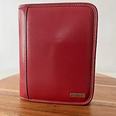 Franklin Covey Genuine Red Leather 6-Ring Zip Around Binder Address Book & Tabs • £53.07