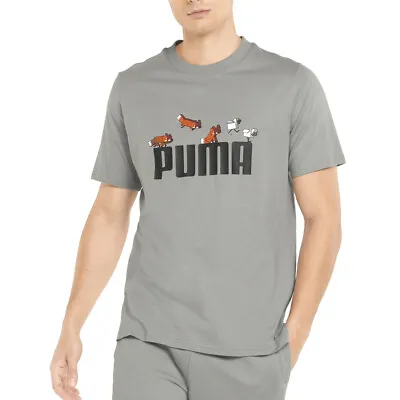 Puma X Minecraft Graphic Crew Neck Short Sleeve T-Shirt Mens Grey Casual Tops 53 • $14.99