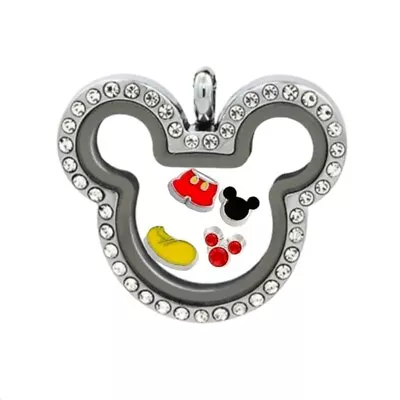 Stainless Steel Collectable Disney Mickey Or Minnie Mouse Charm Locket Necklace • $15.99