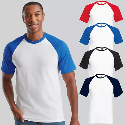 Unisex Mens Valueweight Short Sleeve Baseball Tee Contrast Colour Raglan T-Shirt • £6.58