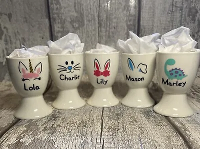 Personalised Ceramic  Easter Egg Cup Custom Name 5 Designs • £4.99