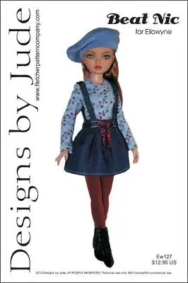 Beat Nic Doll Clothes Sewing Pattern Top Skirt Beret Ellowyne Wilde Tonner • $12.95