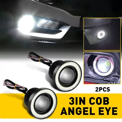 3  Car White LED COB Angel Eye Halo Ring Fog Light Projector Driving Lamp DRL • $18.99