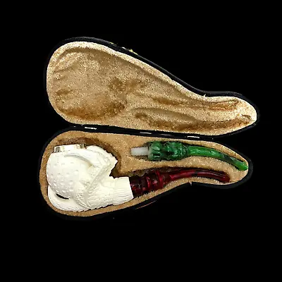 Block Meerschaum Pipe 925 Silver Unsmoked Smoking Tobacco Pipe W Case MD-342 • $182.95