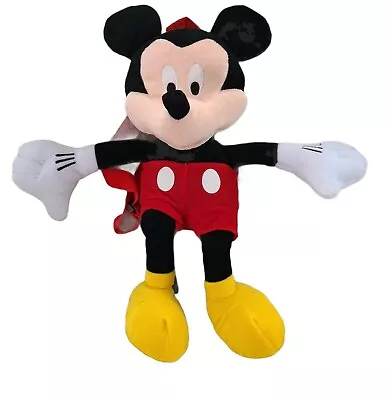 DISNEY MICKEY MOUSE BACKPACK Plush WITH Zippered Pouch Great For Kids 16 Inches • $5.95