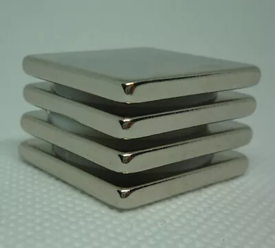 Magnets Strong Neodymium 1  Square Block 1/8  Thick (4 Pack)  High N50 Rating • $14.99