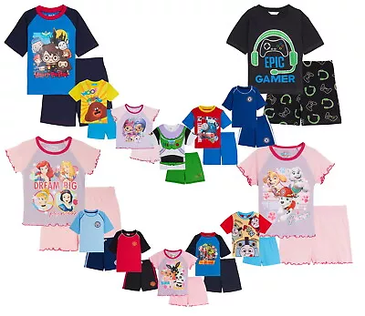 £6.95 • Buy Boys Girls Kids Pyjamas Official Shortie Character Pjs Summer Top + Shorts Set 