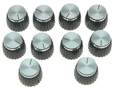 10x Guitar AMP Amplifier Knobs Black W/ Silver Cap Push-on Knob Fits Marshall • $8.99