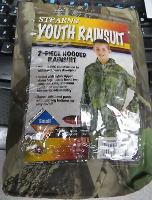 Stearns Youth Rainsuit New 2 Piece Hooded Rain Suit L XL Real Tree Green • $12.99